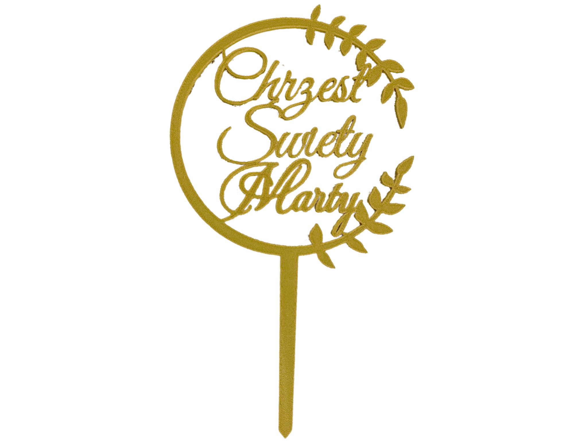 Topper na Chrzest Święty • Złoty z Imieniem • Elegancka Dekoracja Tortu w tym uroczystym dniu - zdjęcie 5